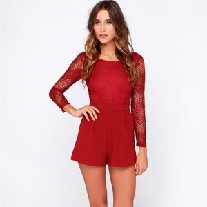 Lulus red lace wine romper